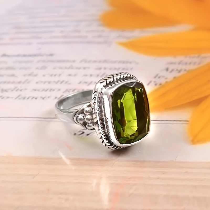 Retro CZ Rectangular Ring for Women